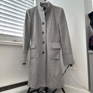 Zara 100% Wool Black Label Gray Women's Winter Coat Long Jacket - Size M Medium